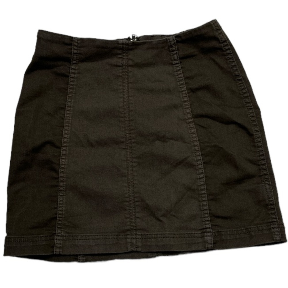 Free People Army Green, 2 Toned, Paneled Mini Skirt Zipper Back